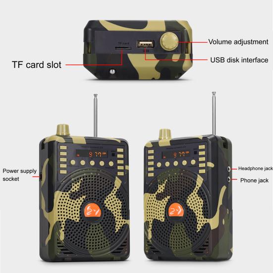 Voice Amplifier High Power HiFi Infrared Remote Controller Camouflage Bluetooth-compatible Electric Hunting