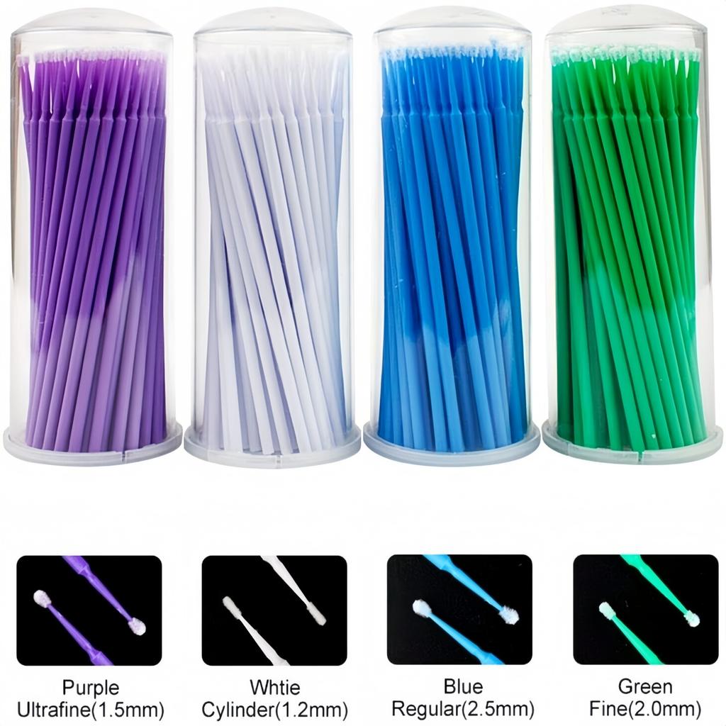 400Pcs Dental Disposable Micro Applicator Brush Eyelash Brushes With Portable Box Plastic Handle Microfiber Tips Dentist Tool