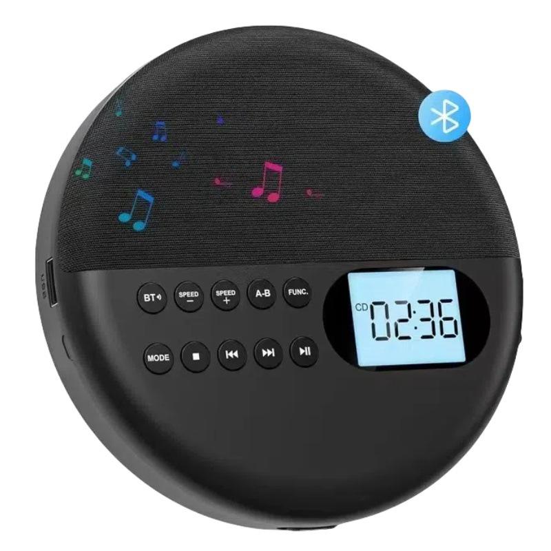Bluetooth CD-плеер с двойными стереодинамиками, защитой от ударов и функцией повтора USB