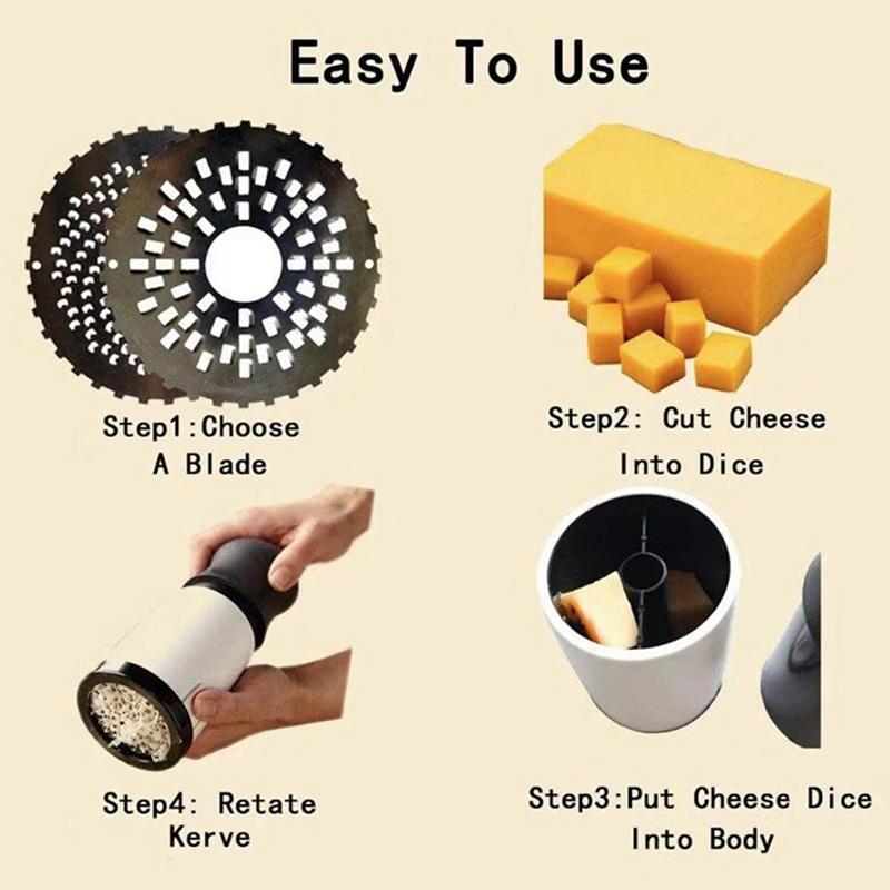 Abs+Stainless Steel Cheese Grater With 2 Cutting Blade Chocolate Grater Diy Butter Food Mill Cheese Grater Slicer Kitchen Gadget