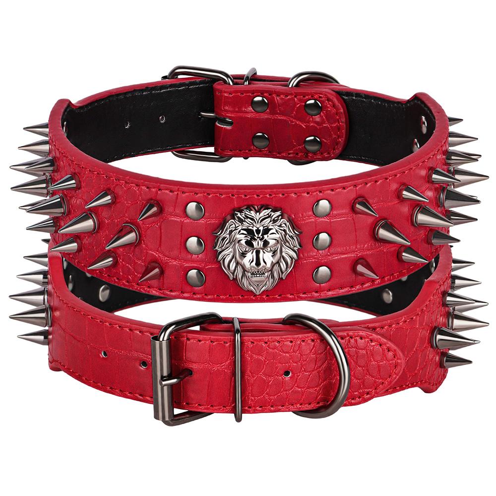 2-дюймовые широкие острые шипы заклепки кожаные ошейники для собак питбуль бульдог большие ошейники для собак регулируемые для средних и больших собак боксер питбуль