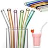 Colorful Glass Straws Reusable Drinking Straw Eco-friendly High Borosilicate Glass Straw Glass Tube Party Favors Bar Drinkware