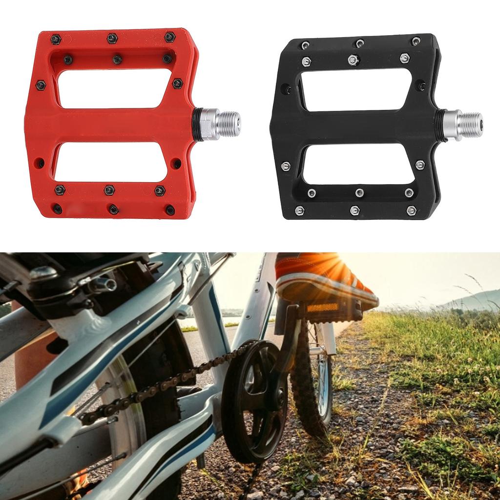 2 шт. велосипедные педали двухсторонние противоскользящие гвозди легкие нейлоновые высокоскоростные подшипники набор велосипедных педалей