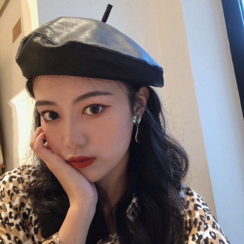 Европейский и американский стиль британский ретро кожаный берет шикарный женский повседневный универсальный шляпа художника литературная шляпа прилив