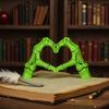 Skeleton Love Gesture Statue Resin Heart Shape Hands Sculpture Gothic Heart Skeleton Finger Gesture Figurine Romantic Halloween Gift for Couples