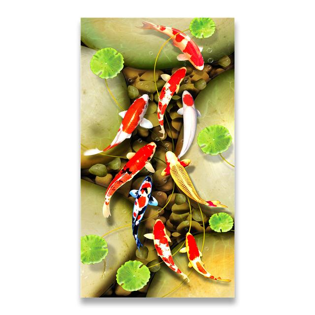 Китайский стиль золотой кои холст картина настенное искусство фэн-шуй рыба печать плакатов карп лотос пруд картина комната Hoom Декор Куадрос без рамки