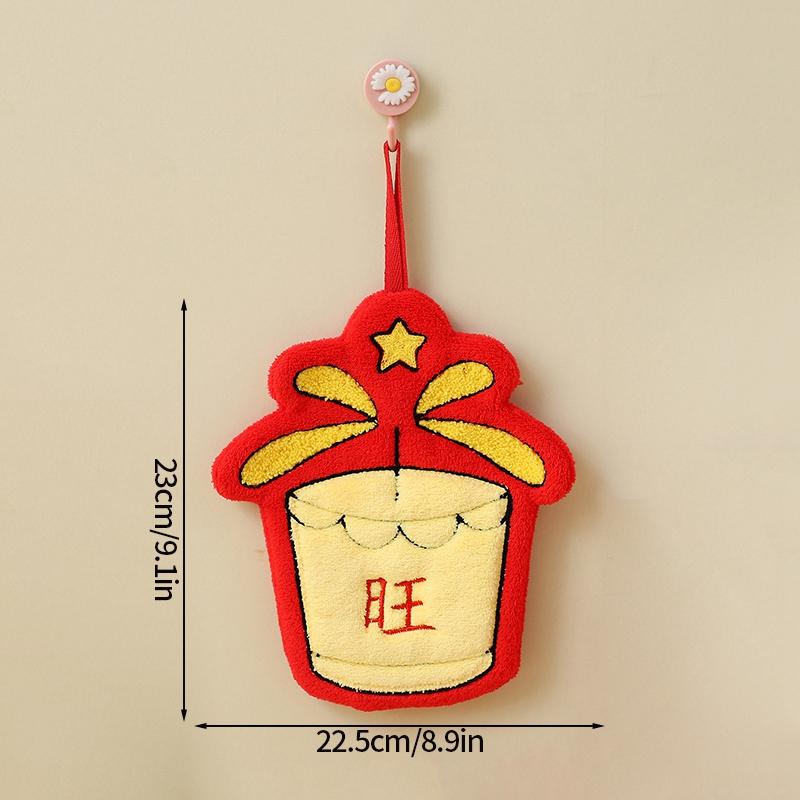 Spring Festival Hanging Towels Chinese New Year Hanging Towel Super Absorpted Wipe Cloth Kitchen Cleaning Towels