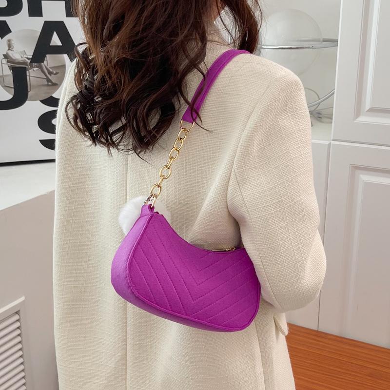 1Pcs Simple Light Weigh Underarm Bags Women'S Mini Felt Shoulder Bag Ergonomic Underarm Saddlebag Purse Shoulder Pouch