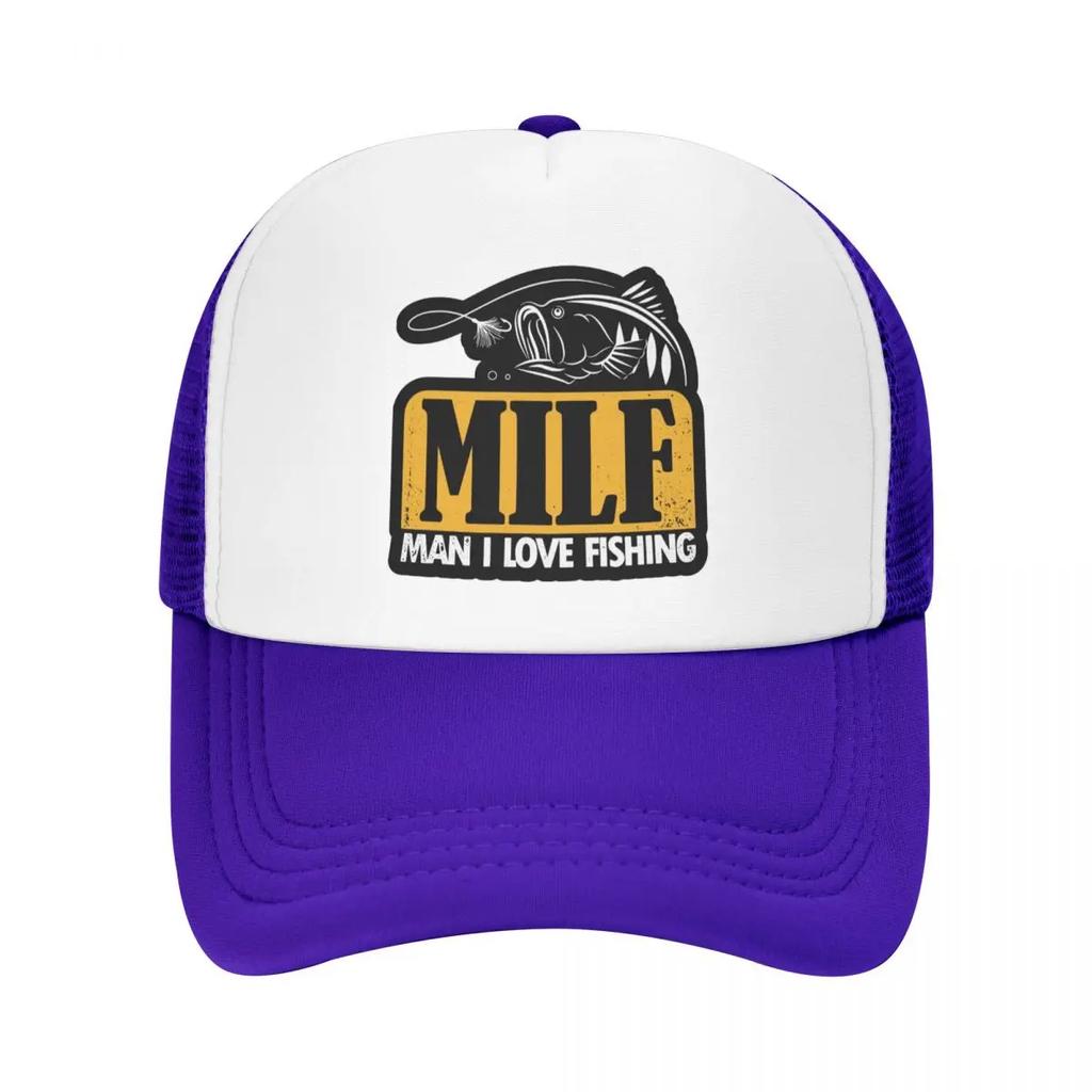 Custom Milf Unisex I Love Fishing Trucker Hat Adult FisherUnisex Fish Gift Adjustable Baseball Cap Women Unisex Hip Hop Trucker Cap