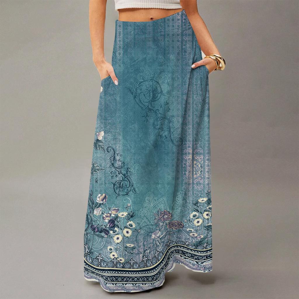 Женское струящееся платье макси, обычная повседневная летняя юбка в стиле бохо