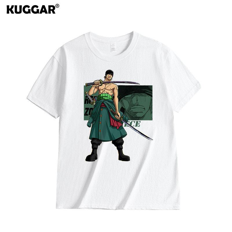 Anime Style One Piece Road Feisuolonuo Pure Cotton Printed Fashionable Unisexs and Womens Clothing New Loose Casual Tshirt