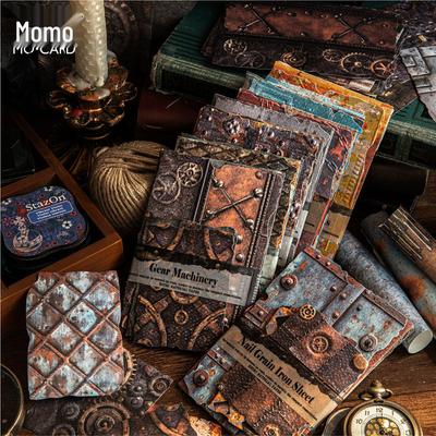Специальная бумага Momo Letterpress с тиснением и ржавыми пятнами - 8 видов для коллажа в журнале.