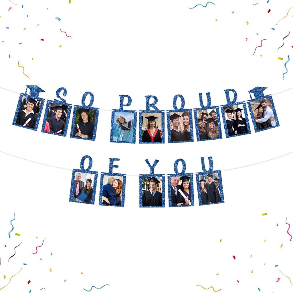 Senior Photo Banner Congrats Grad Paper Photo Frame High School College Graduation Bunting Decorations Congrats Senior Picture Banner Gold Glitter