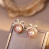 Jewelry Accessories Bow Pearl Ear Studs Light Luxury Bow Pearl Ear Hook Bow Pearl Earrings  Gifts