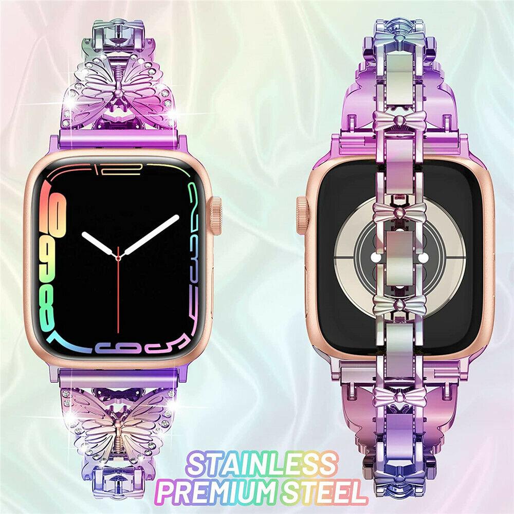 Металлический ремешок с бриллиантами для Apple Watch Ultra 49 мм, ремешок Correa 38/40 мм, 42 мм, 44 мм, браслет Iwatch серии 8, 7, 6 SE, 5, 4, 41 мм, 45 мм, женский браслет