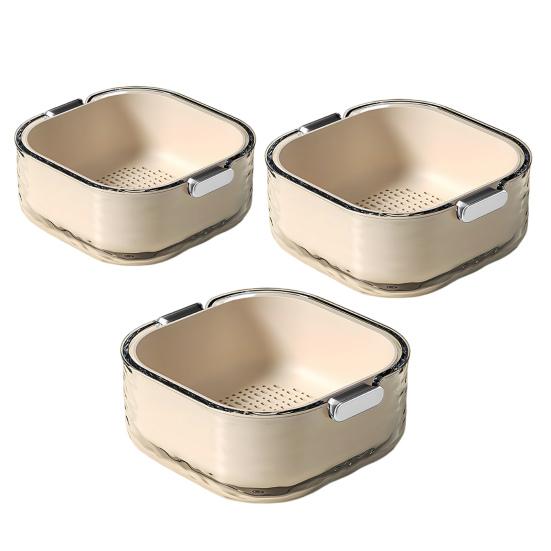 3 шт./набор Кухонный дуршлаг Миска Складываемая корзина для слива Дуршлаги для еды Многослойная корзина для мытья овощей для фруктов Спагетти