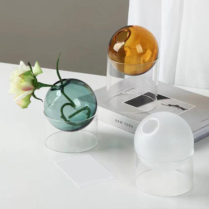 Творческая цветочная композиция Сферическая стеклянная ваза Гидропонные вазы для растений Винтажный цветочный горшок Настольные растения Домашний декор в виде бонсай