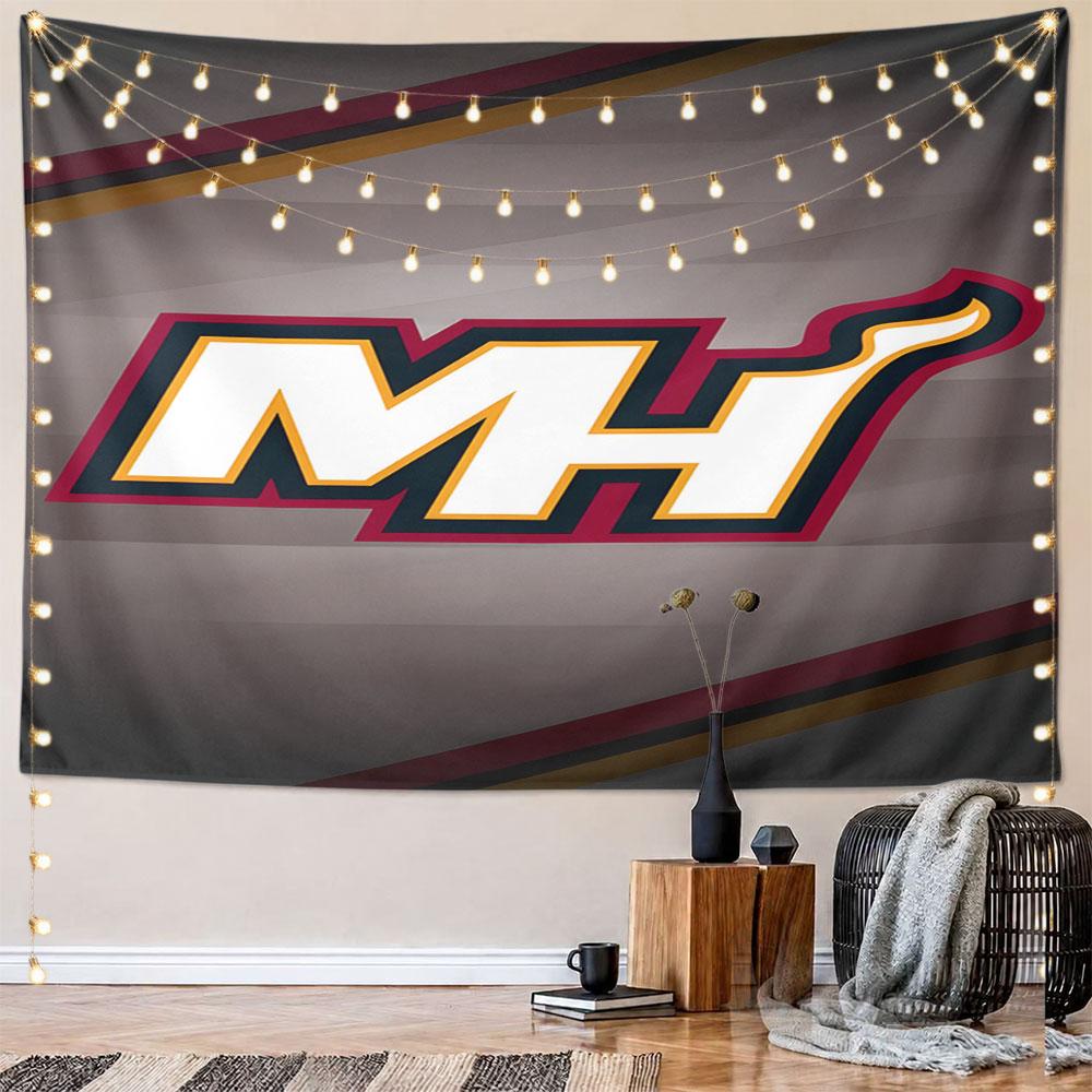 "MH Logo with Flame Design" Pattern Wall Hanging Tapestry Decorative Tapestry Home Decor for Bedroom and Living Room
