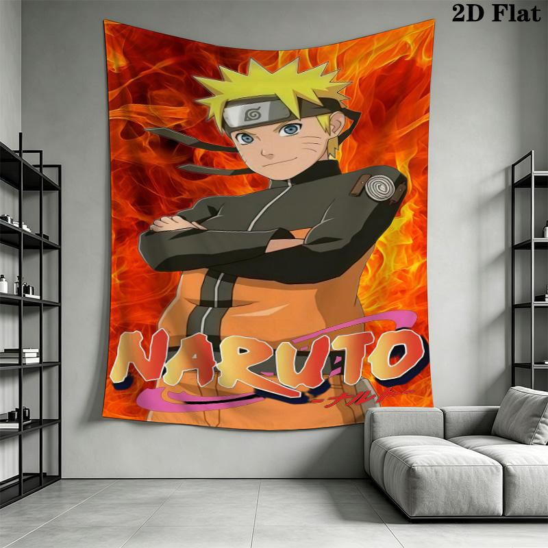 Naruto Fire Determination Wall Tapestry Aesthetic Wall Hanging Printed Fabric Blanket Decorative Tapestries For Bedroom Living Room Home Decor