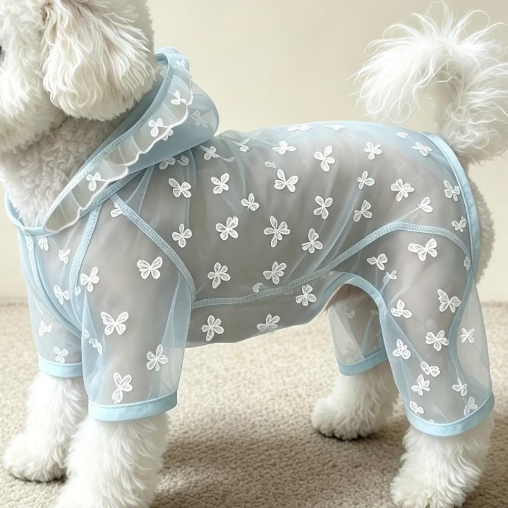 Thin Breathable Dog Sunscreen Clothes Butterfly Pattern Dog Cooling Jumpsuit Summer Season