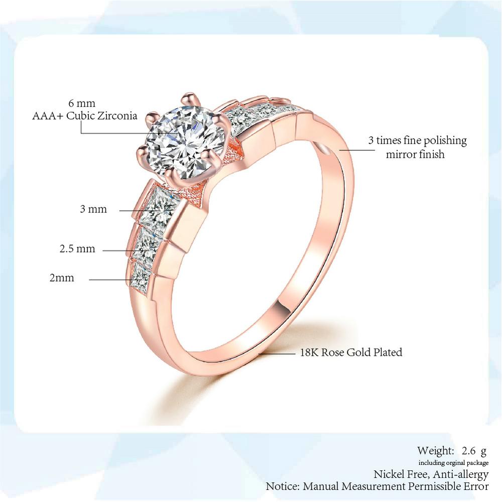 Six Claw Crystal Wedding Rings For Women Rose Gold Color Couple Ring Jewelry Wholesale DWR680