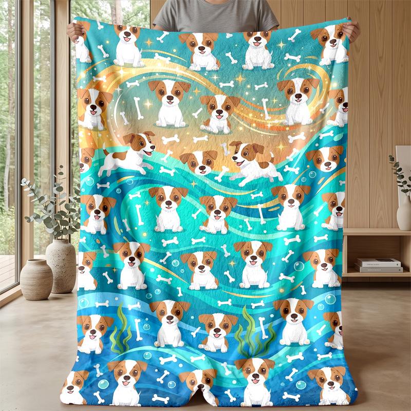 Puppy Love and Fun Theme blanket Lightweight Warm Flannel Blanket Decorative Throw Blanket for Home Decoration