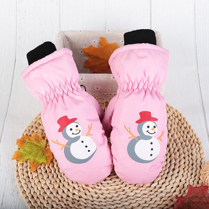 Осенне-зимние детские перчатки, рождественские детские варежки с мультяшным принтом для девочек и мальчиков, толстые флисовые водонепроницаемые детские перчатки на полный палец