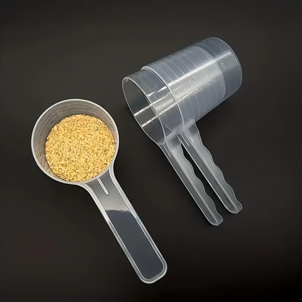 5PCS With Scale Pet Measuring Spoon Plastic Flat-bottomed Spoon  Baking Cooking Mixing