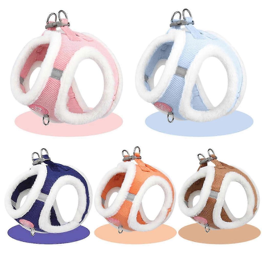 Adjustable Small Dog Harness & Leash Set – Soft Corduroy Vest for Bichon, Pomeranian, Kittens; Compatible with D-Size XS