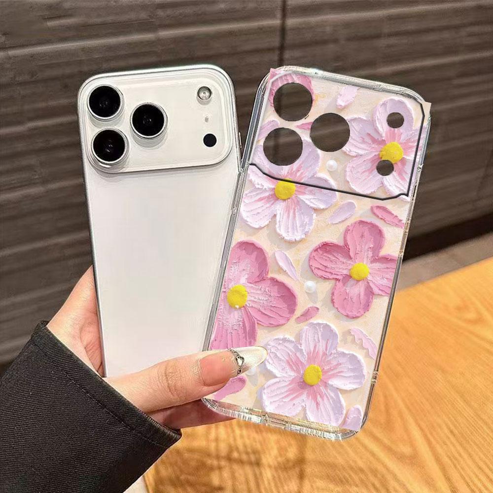 Масляная живопись с изображением розы Чехол для телефона Apple iphone 16 Pro Max 17 15 Plus 16e 17Air Защитный Прозрачный Парный Прозрачный Чехол