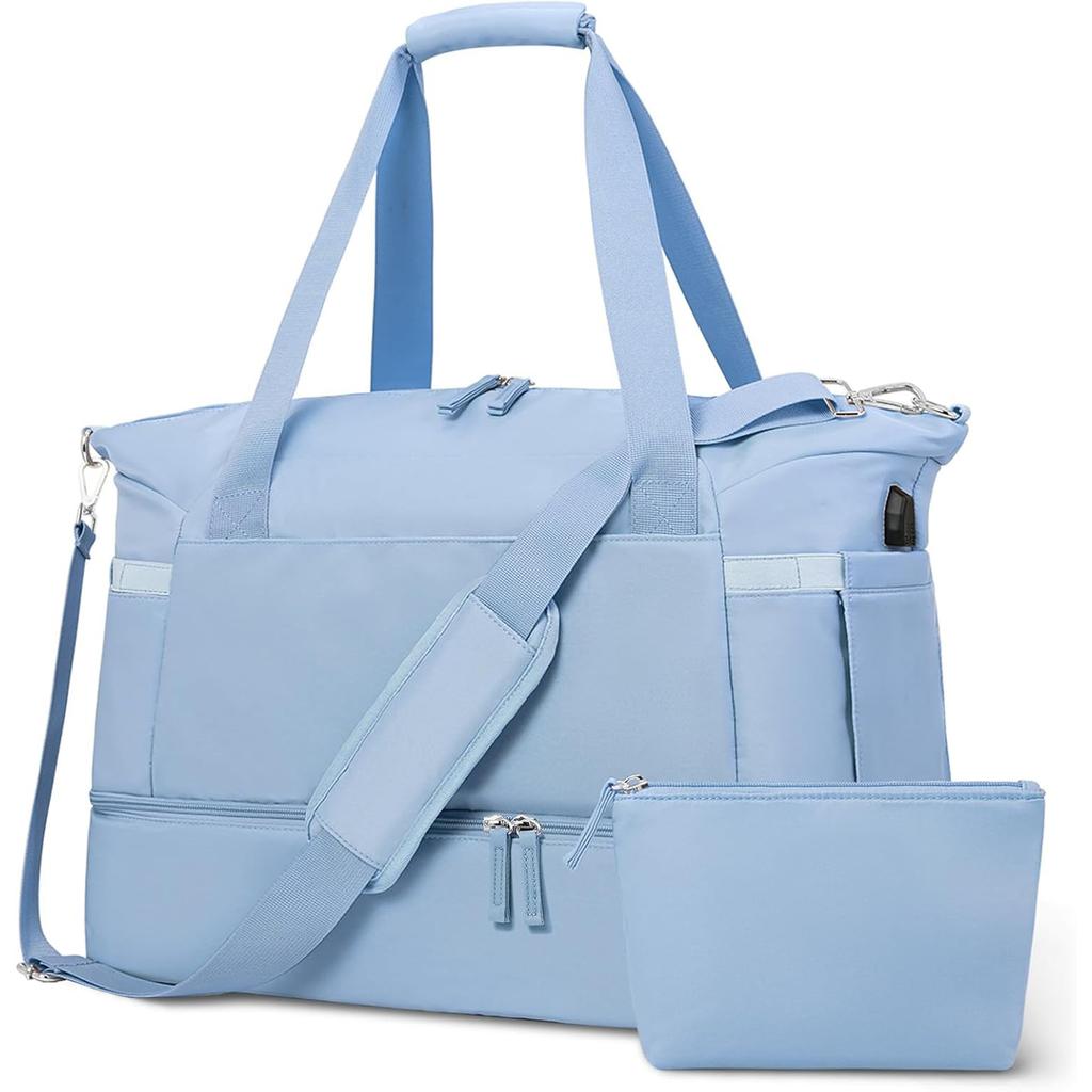 Женская спортивная сумка, дорожная сумка Weekender с отделением для обуви, карманом для мокрых вещей и USB-портом для зарядки, сумка для переноски на ночь для тренировок и путешествий
