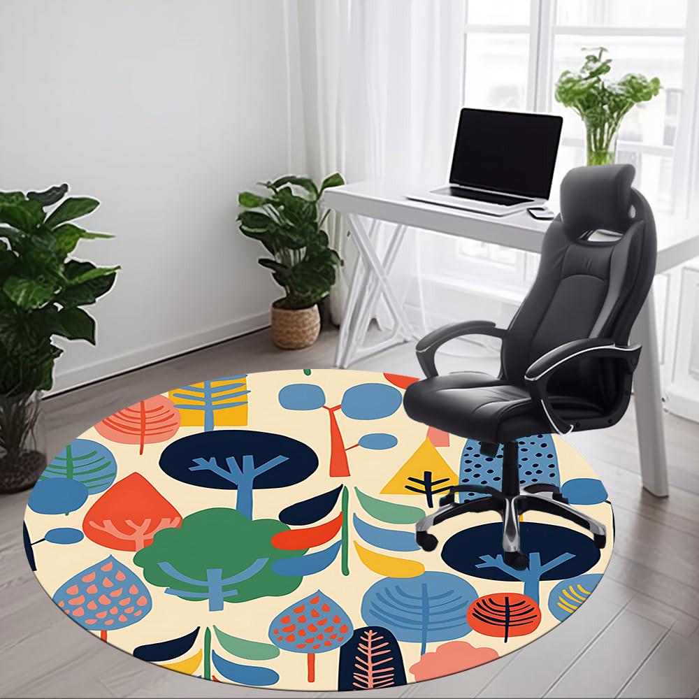 1pc Forest, Nature Office Round Rug, Non-slip, Soft and Durable Office Rug for Interior Decoration, Perfect for Office, Beautiful Decoration yy2603120