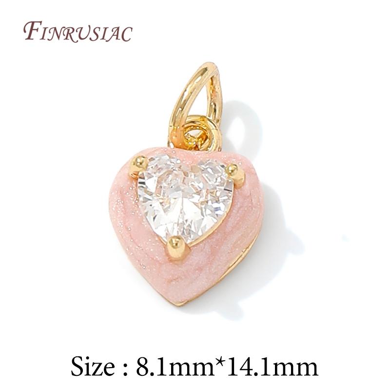 14K Gold Plated Enamel Charms with CZ Crystal,Heart Moon Pendant For DIY Jewelry Making,DIY Bracelet Necklace Earring Supplies