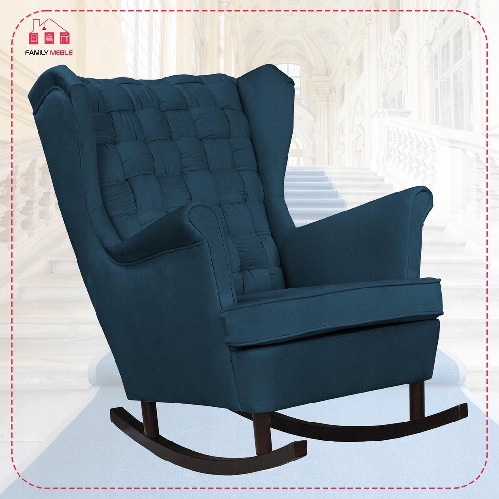 Carol Duo Family Furniture кресло-качалка с подлокотниками серо-голубой бархат клетчатый модный