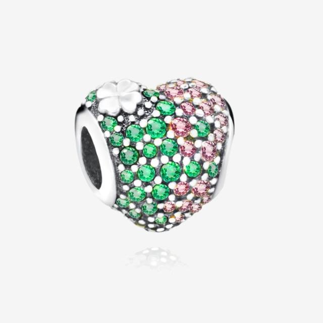 925 Sterling Silver Colorful Beads Transparent Shiny Row Clip Charm Fit Women Bracelet DIY Jewelry