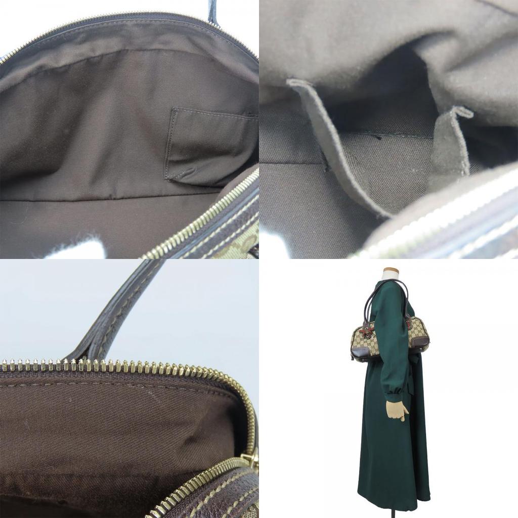 Used GUCCI Boston Bag 161720 Sherry Pretty GG Canvas/leather Beige Dark Brown Shoulder