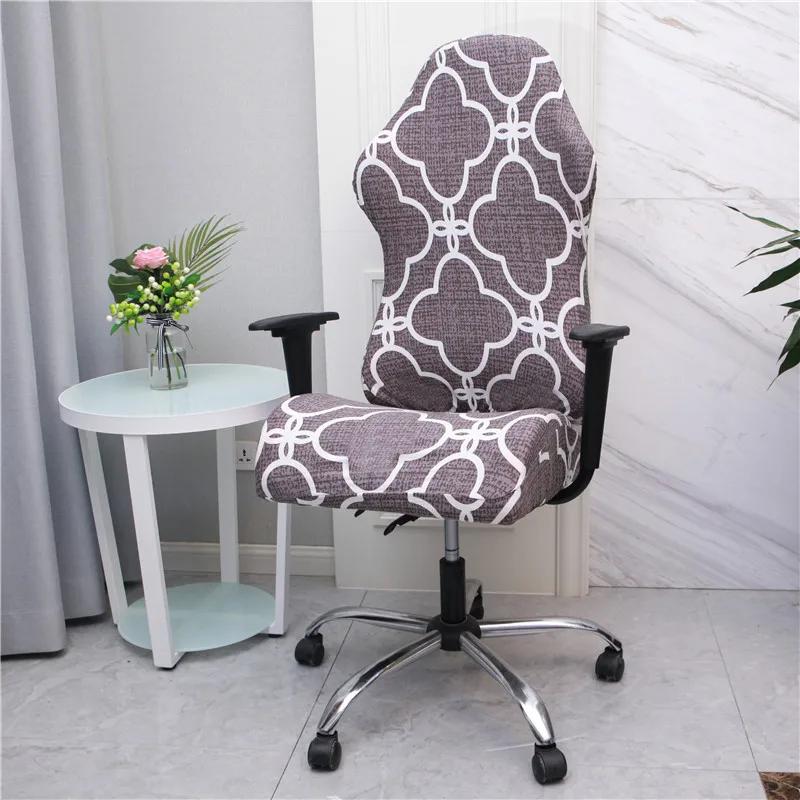 Office Computer Gaming Chair Covers Stretch Spandex Armchair Gamer Seat Cover Printed Household Racing Desk Rotating Slipcovers