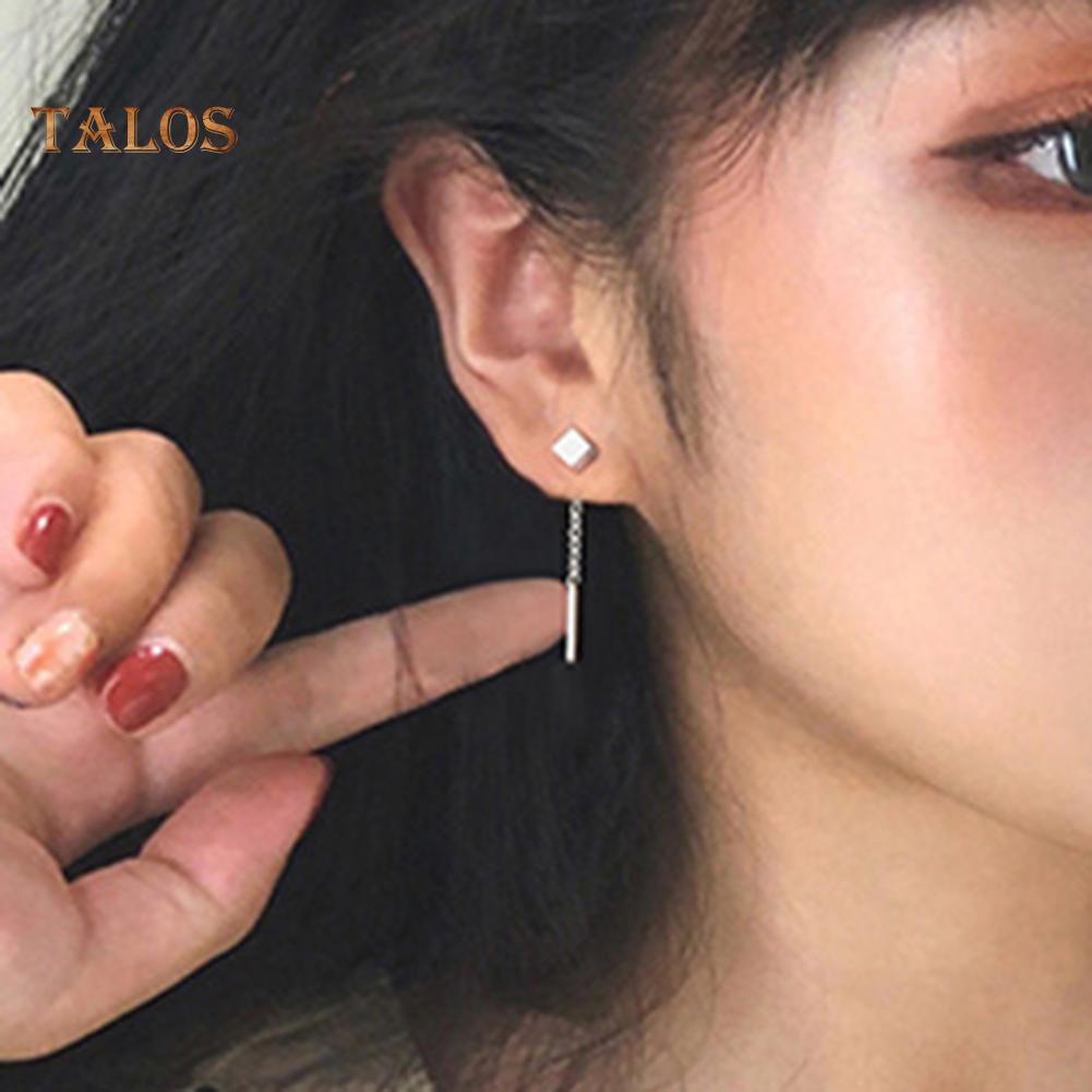 TJA Маленькие геометрические кубические длинные висячие серьги-цепочки, ювелирные изделия для вечеринок