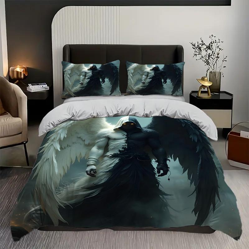 Постельное белье с 3D-принтом с рисунком дьявола и ангела, элегантный фэнтезийный крутой стиль, комплект пододеяльника, мягкий и удобный комплект постельного белья, наволочки