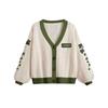 European and American Women's Leaf Embroidery Lantern Sleeve Cardigan