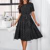 Women European American Polka Dot Lace Up Dress Diyun Spring Summer Collection Fashion Trendy