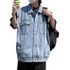 Men's Retro Denim Hong Kong Style Trendy Sleeveless Waistcoat Jacket