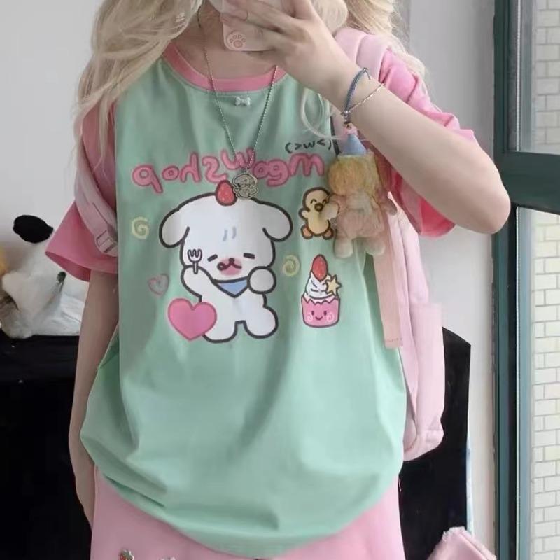 Y2k Emo летние женские корейские японские Harajuku с коротким рукавом Egirl аниме футболки Эстетическая футболка большого размера Kawaii Топы Одежда