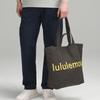 Lululemon Double-Handle 17L Color Block Letter Logo Print Cotton Tote Bag Unisex Tote Slate-Brown Yellow LU9BZBS-066890