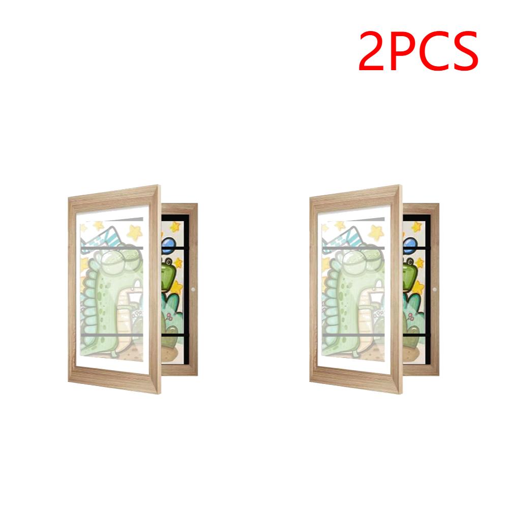 2/5Pcs Artwork Picture Frame Easy Change Wooden Frames Front Opening Art Drawings Storage Frames for Schoolwork Home Office