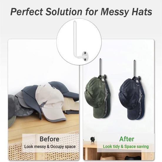 3 шт. Стеллажи для хранения бейсболок. Длинный крючок с перфорацией в стену. Большая несущая способность. Противоскользящая L-образная антикоррозийная подставка для шляп. Брелок. Держатель сумки для зонтика.