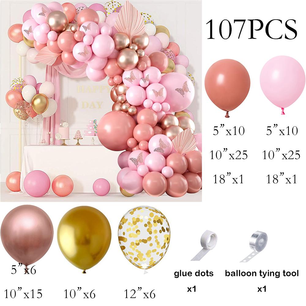 Baby Pink Balloons Garland Retro Pink Rose Gold Confetti Balloon Arch Kit Wedding Anniversary Birthday Party Baby Shower Decor