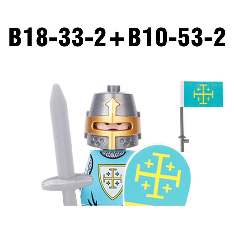 MOC Средневековый Военный Замок Оружие Римский Рыцарь Шлем Щит Аксессуары Строительные Блоки Зеленый Дракон Лев Крестоносец Кирпичи Игрушка