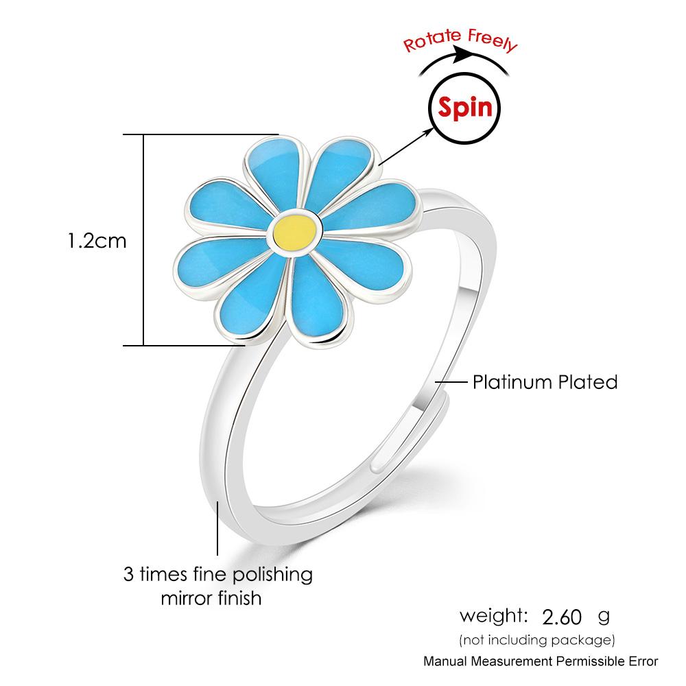 Y2k Flower Anxiety Spinner Ring for Women Adjustable Aesthetic Daisy Fidget Anti Stress Rings Trend Jewelry Valentine's Day Gift