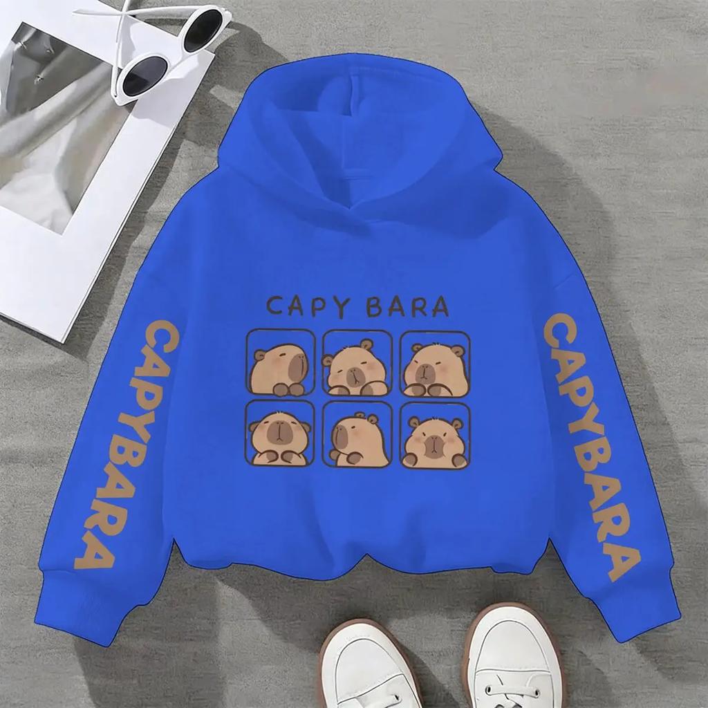 Cute capybara hoodie for kids, unisex sweatshirt, a perfect gift for capybara lovers, casual wear.